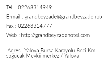 Grand Beyzade Hotel iletiim bilgileri